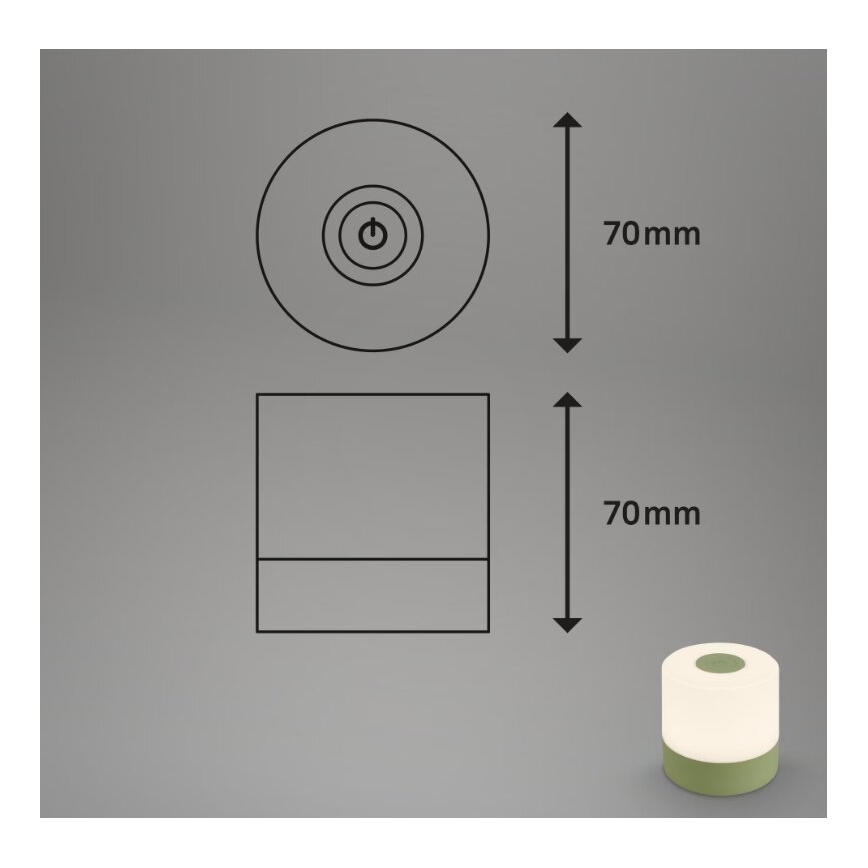 Briloner 7461019 - LED Stmievateľná nabíjacia vonkajšia stolná lampa LED/2W/5V IP44 1200 mAh zelená