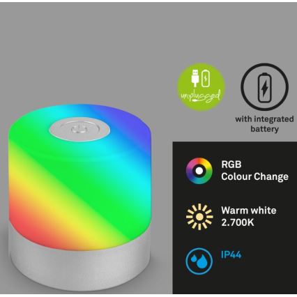 Briloner 7462014 - LED RGB Nabíjacia vonkajší stolná lampa LED/1,5W/5V IP44 matný chróm