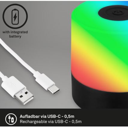 Briloner 7462015 - LED RGB Nabíjacia vonkajšia stolná lampa LED/1,5W/5V IP44 čierna