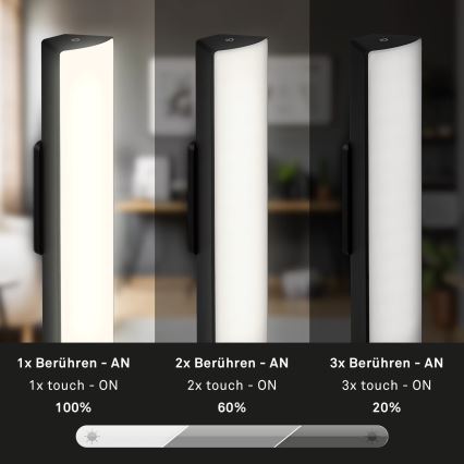 Briloner 7474-015 - LED Stmievateľná dotyková nabíjacia vonkajšia stolná lampa 2v1 LED/7W/5V 2200 mAh USB 3000K IP44 čierna