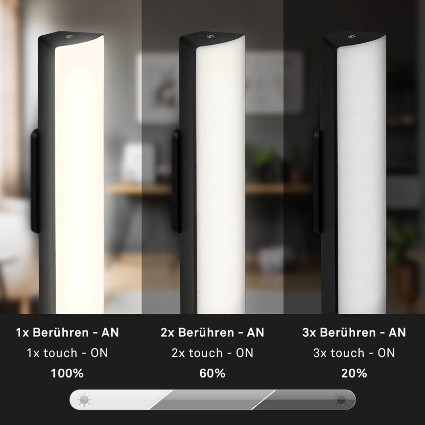 Briloner 7474-015 - LED Stmievateľná dotyková nabíjacia vonkajšia stolná lampa 2v1 LED/7W/5V 2200 mAh USB 3000K IP44 čierna