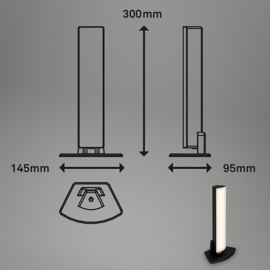 Briloner 7474-015 - LED Stmievateľná dotyková nabíjacia vonkajšia stolná lampa 2v1 LED/7W/5V 2200 mAh USB 3000K IP44 čierna