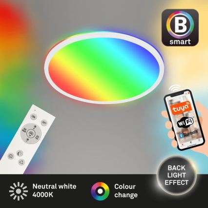 Briloner 7494016 - LED RGBW stmievateľné stropné svietidlo SMART LED/22W/230V 4000K pr. 42 cm Wi-Fi Tuya + diaľkové ovládanie