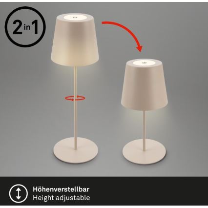 Briloner 7508011 - LED Stmievateľná nabíjacia vonkajší stolná lampa 2v1 LED/2,5W/5V IP44 béžová