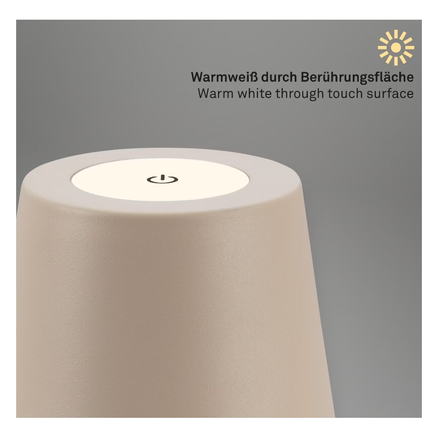 Briloner 7508011 - LED Stmievateľná nabíjacia vonkajší stolná lampa 2v1 LED/2,5W/5V IP44 béžová