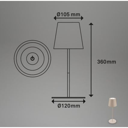 Briloner 7508011 - LED Stmievateľná nabíjacia vonkajší stolná lampa 2v1 LED/2,5W/5V IP44 béžová