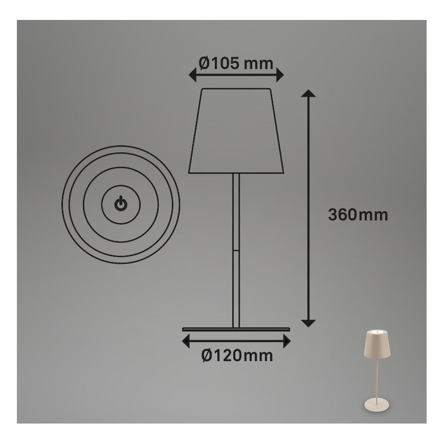 Briloner 7508011 - LED Stmievateľná nabíjacia vonkajší stolná lampa 2v1 LED/2,5W/5V IP44 béžová