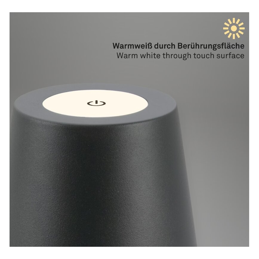 Briloner 7508015 - LED Stmievateľná nabíjacia vonkajší stolná lampa 2v1 LED/2,5W/5V IP44 čierna