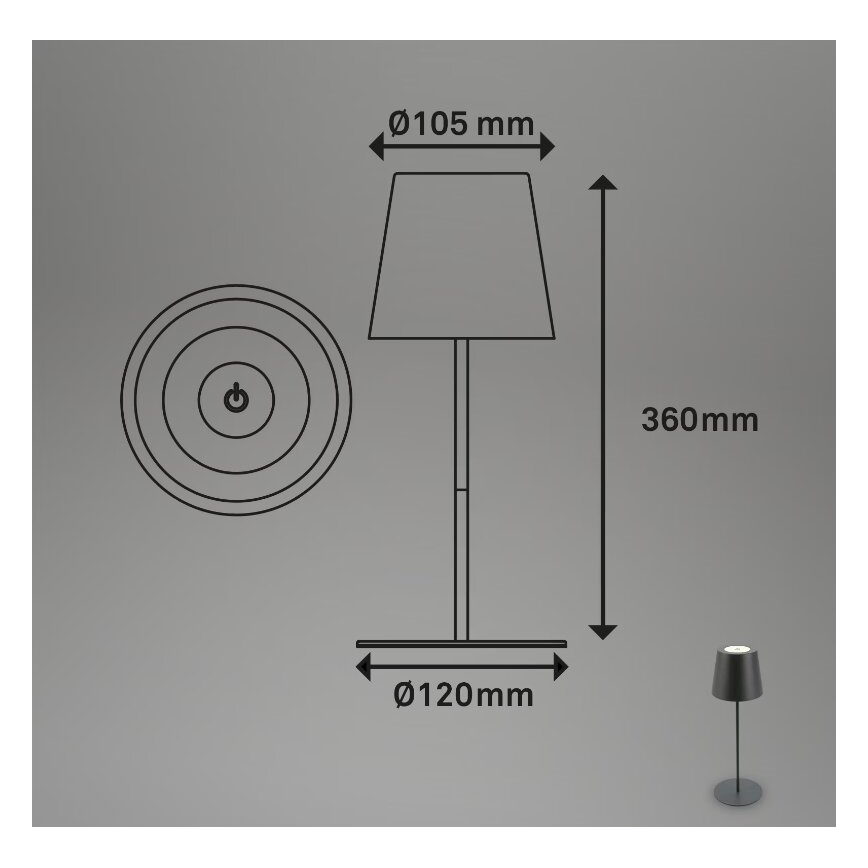 Briloner 7508015 - LED Stmievateľná nabíjacia vonkajší stolná lampa 2v1 LED/2,5W/5V IP44 čierna