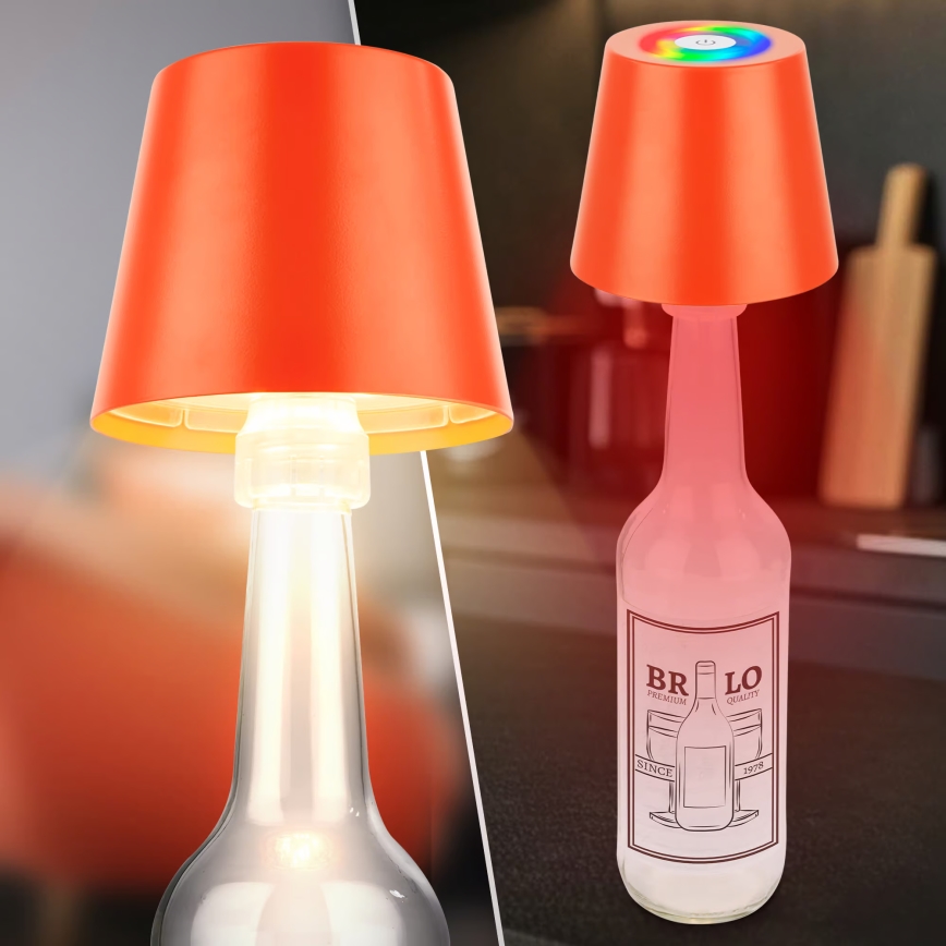 Briloner 7510012 - LED RGBW stmievateľná vonkajšia nabíjacia stolová lampa CALIDA LED/2,5W/5V IP44 1200 mAh oranžová
