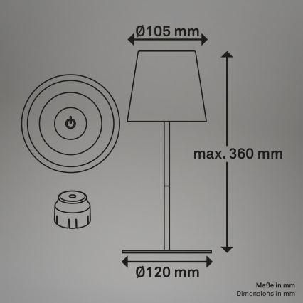 Briloner 7510012 - LED RGBW stmievateľná vonkajšia nabíjacia stolová lampa CALIDA LED/2,5W/5V IP44 1200 mAh oranžová