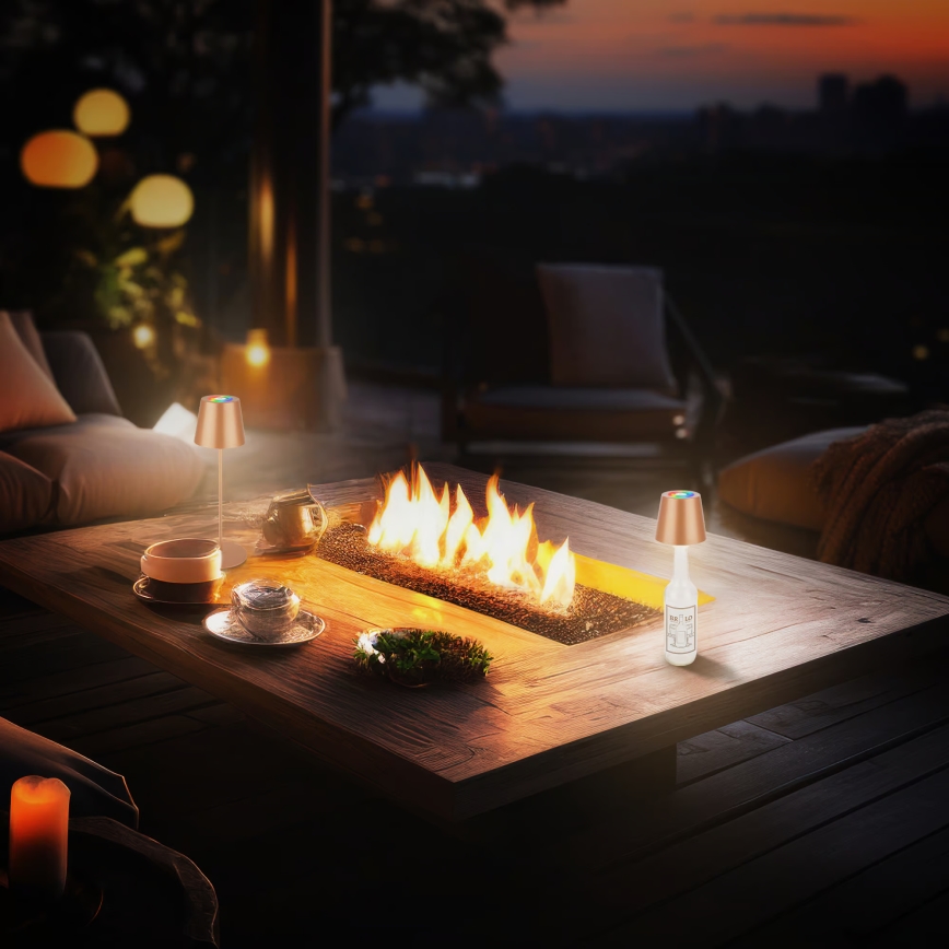 Briloner 7510013 - LED RGBW stmievateľná vonkajšia dobíjateľná stolová lampa CALIDA LED/2,5W/5V IP44 1200 mAh bronzová