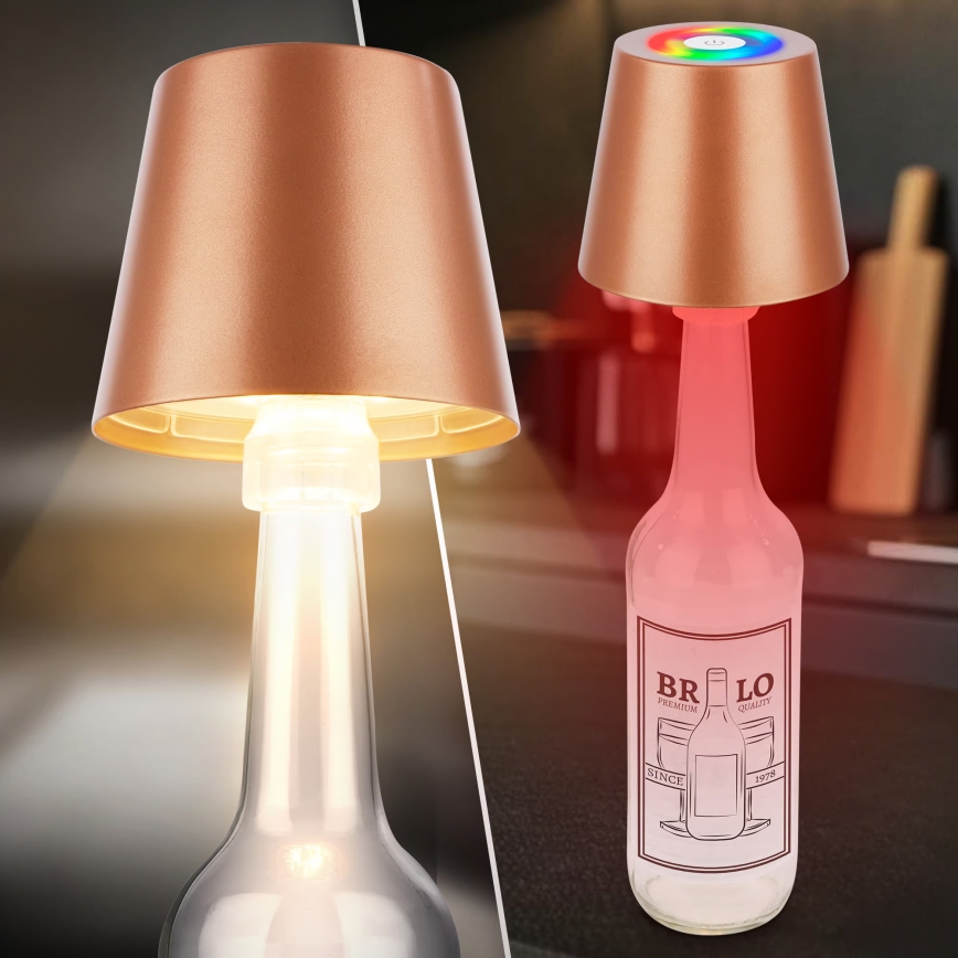 Briloner 7510013 - LED RGBW stmievateľná vonkajšia dobíjateľná stolová lampa CALIDA LED/2,5W/5V IP44 1200 mAh bronzová