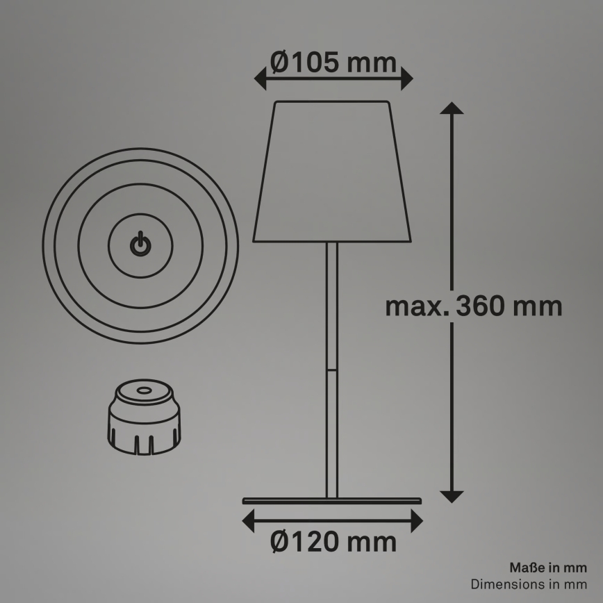 Briloner 7510013 - LED RGBW stmievateľná vonkajšia dobíjateľná stolová lampa CALIDA LED/2,5W/5V IP44 1200 mAh bronzová