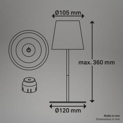 Briloner 7510016 - LED RGBW Stmievateľná vonkajšia nabíjacia stolová lampa CALIDA LED/2,5W/5V IP44 1200 mAh biela