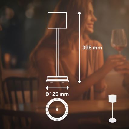 Briloner 7521016 - LED Stmievateľná nabíjateľná vonkajšia stolová lampa SIGO LED/2,5W/5V IP44 2600 mAh biela