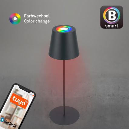Briloner 7559015 - LED RGB stmievateľná nabíjateľná vonkajšia stolová lampa COLORIS LED/3,5W/5V IP44 2000 mAh antracit Wi-Fi Tuya