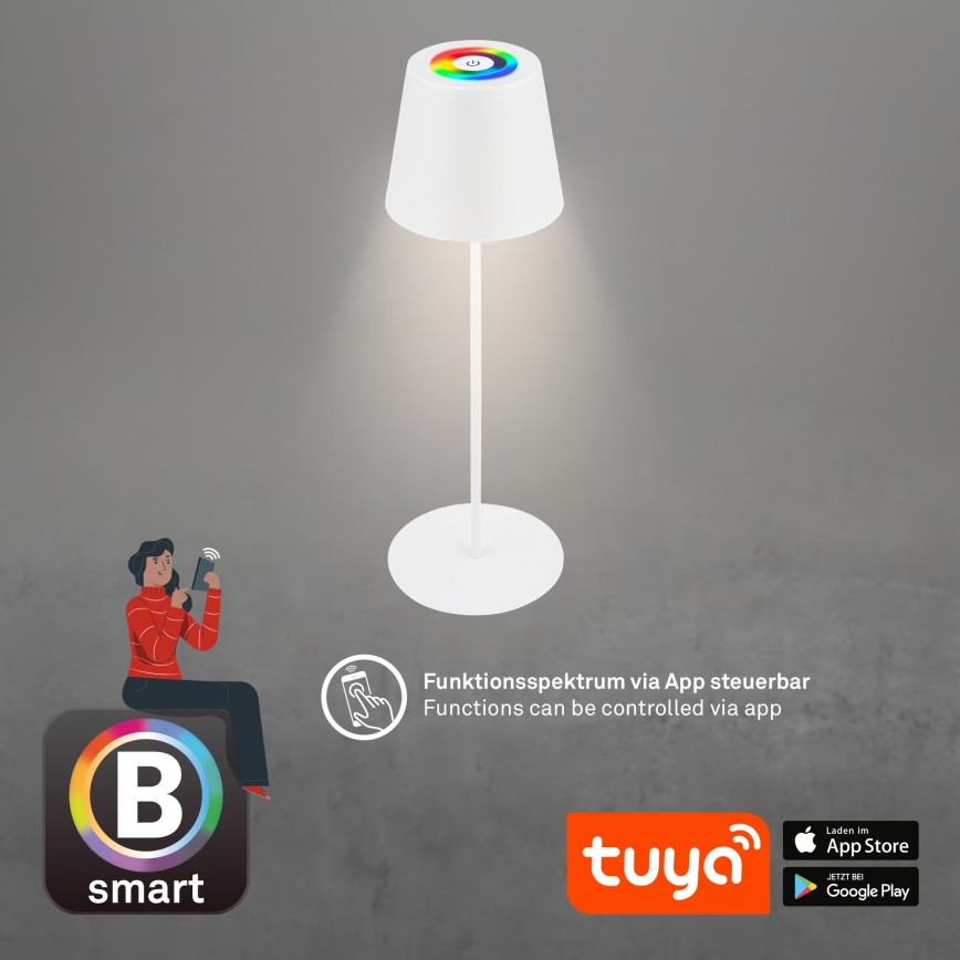 Briloner 7559016 - LED RGB stmievateľná nabíjateľná vonkajšia stolová lampa COLORIS LED/3,5W/5V IP44 2000 mAh Wi-Fi Tuya