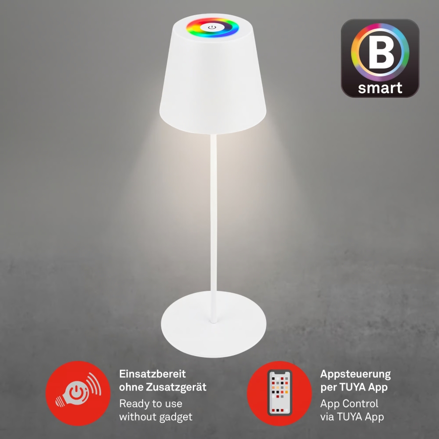 Briloner 7559016 - LED RGB stmievateľná nabíjateľná vonkajšia stolová lampa COLORIS LED/3,5W/5V IP44 2000 mAh Wi-Fi Tuya