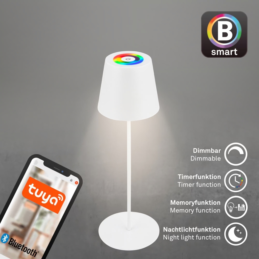 Briloner 7559016 - LED RGB stmievateľná nabíjateľná vonkajšia stolová lampa COLORIS LED/3,5W/5V IP44 2000 mAh Wi-Fi Tuya