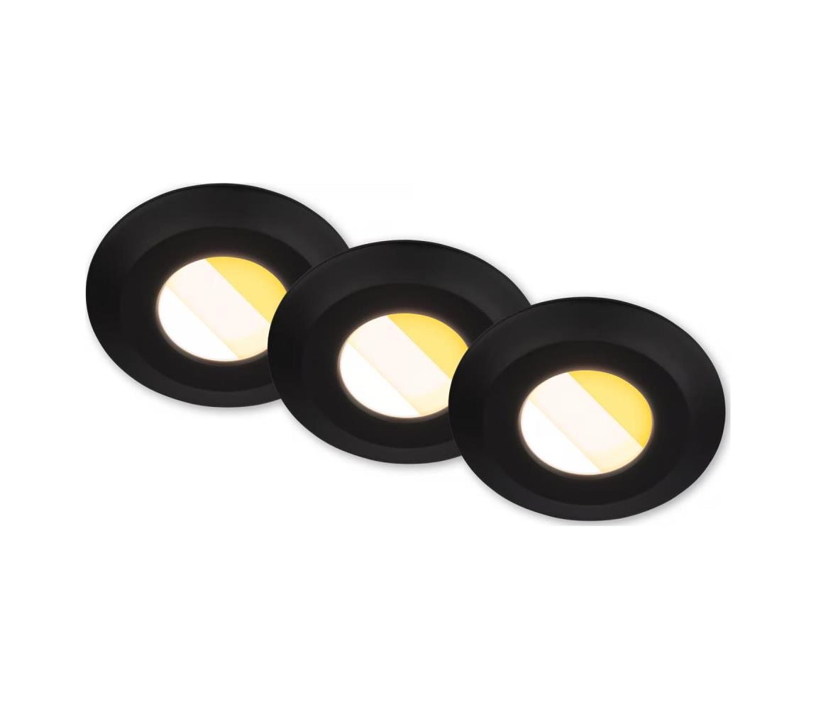 Briloner 7588035 - SADA 3xLED Kúpeľňové podhľadové svietidlo KLIRA 3xLED/4,9W/230V IP44 čierna 7588035
