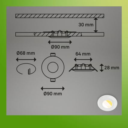 Briloner 7588036 - SADA 3x LED zapustené kúpeľňové svietidlo KLIRA LED/4,9W/230V 2500/3000/4000K IP44 biela