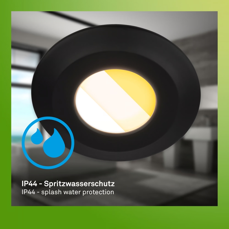 Briloner 7589035 - SADA 3× LED stlmiteľných kúpeľňových podhľadových svietidiel KLIRA LED/4,9W/230V 2500/3000/4000K IP44 čierna