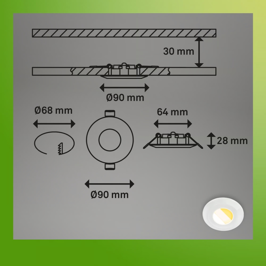 Briloner 7589036 - SADA 3x LED Stmievateľné kúpeľňové podhľadové svietidlo KLIRA LED/4,9W/230V 2500/3000/4000K IP44 biela