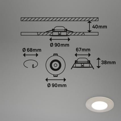 Briloner 7598032 - SADA 3x LED Kúpeľňové podhľadové svietidlo LED/4,9W/230V IP44 2700/4000/6500K matný chróm