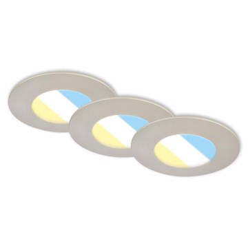 Briloner 7598032 - SADA 3x LED Kúpeľňové podhľadové svietidlo LED/4,9W/230V IP44 2700/4000/6500K matný chróm