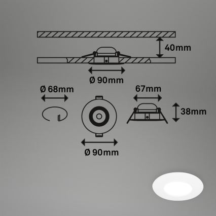 Briloner 7598036 - SADA 3x LED Kúpeľňové podhľadové svietidlo LED/4,9W/230V IP44 2700/4000/6500K biela