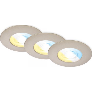 Briloner 7605032 - SADA 3x LED kúpeľňových zapustených svietidiel LED/4,9W/230V 2700/4000/6500K IP44 matný chróm