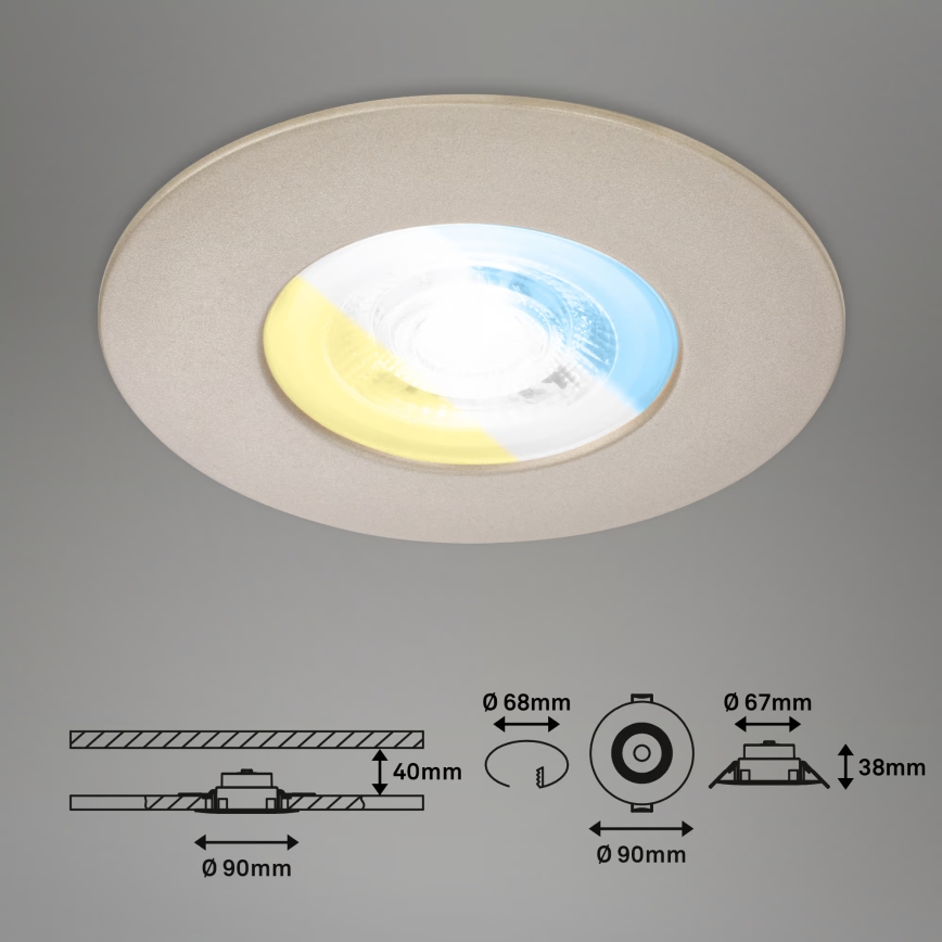 Briloner 7605032 - SADA 3xLED Kúpeľňové zapustené svietidlo 3xLED/4,9W/230V 2700/4000/6500K IP44 matný chróm
