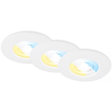 Briloner 7605036 - SADA 3× LED kúpeľňových zapustených svietidiel LED/4,9W/230V 2700/4000/6500K IP44 biela