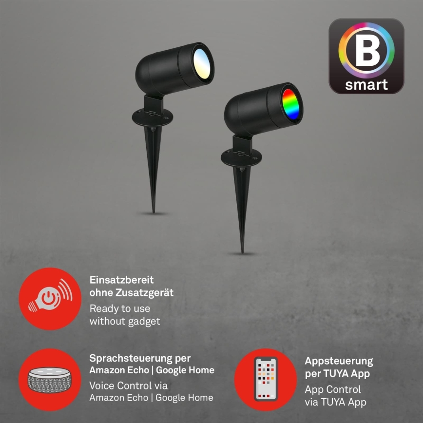 Briloner - LED RGBW Stmievateľné vonkajšie svietidlo LED/4,4W/230V 2700/4000/6500K IP44 Wi-Fi Tuya