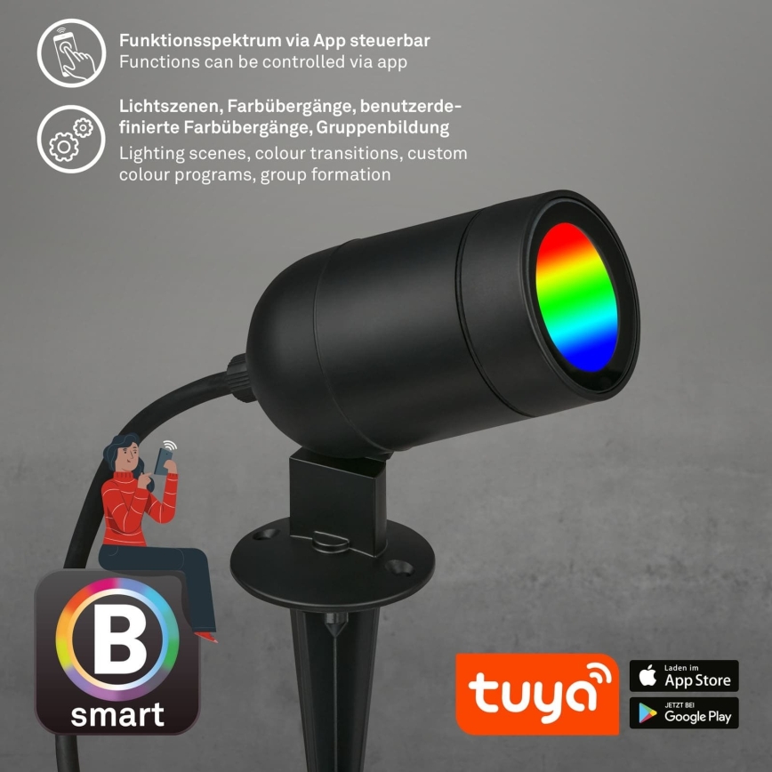 Briloner - LED RGBW Stmievateľné vonkajšie svietidlo LED/4,4W/230V 2700/4000/6500K IP44 Wi-Fi Tuya