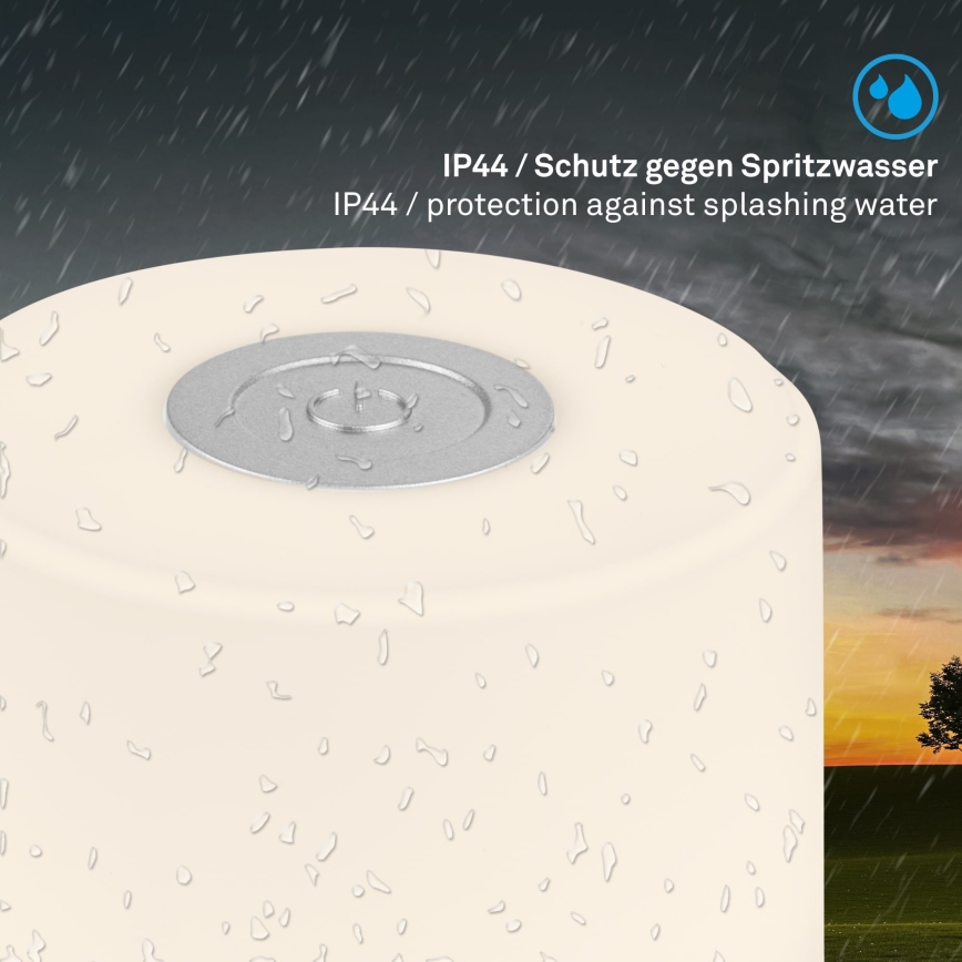 Briloner - Stmievateľná nabíjateľná dotyková vonkajšia stolová LED lampa, 2 W/5 V, 2700 K, IP44, 1200 mAh, matný chróm