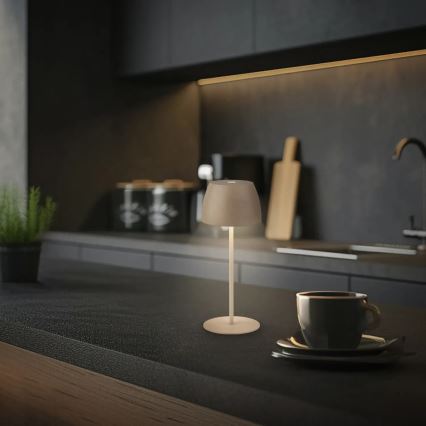 Briloner - LED stmievateľná nabíjateľná dotyková vonkajšia stolová lampa MINI LED/2,5W/5V IP44 1800 mAh béžová