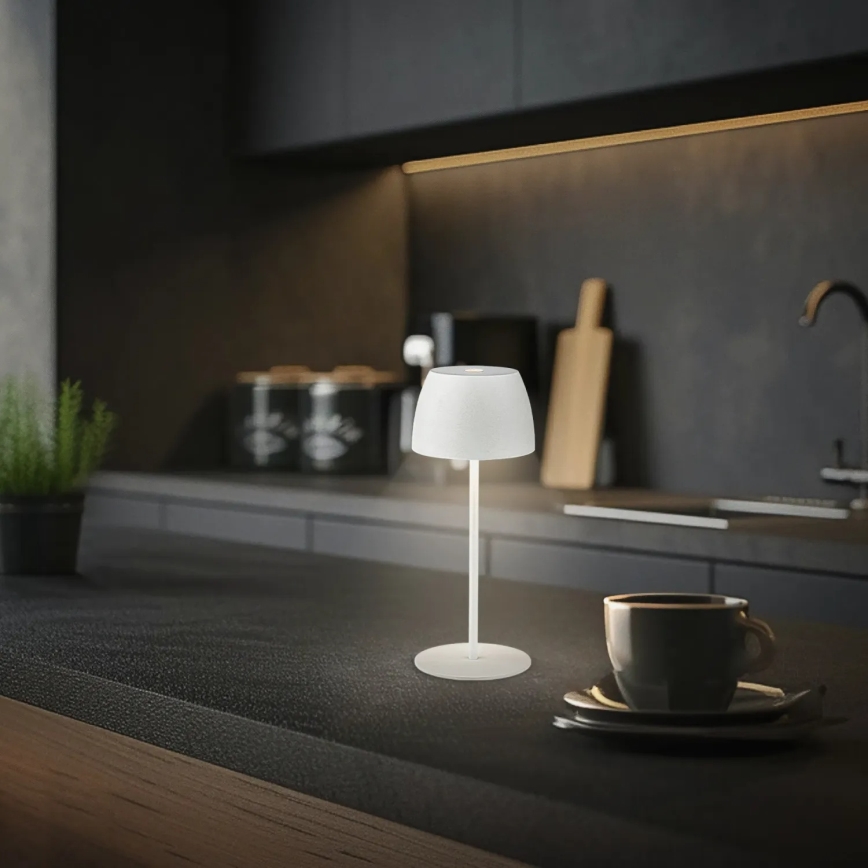 Briloner  - LED stmievateľná nabíjateľná dotyková vonkajšia stolná lampa MINI LED/2,5W/5V IP44 1800 mAh biela