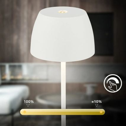 Briloner  - LED stmievateľná nabíjateľná dotyková vonkajšia stolná lampa MINI LED/2,5W/5V IP44 1800 mAh biela