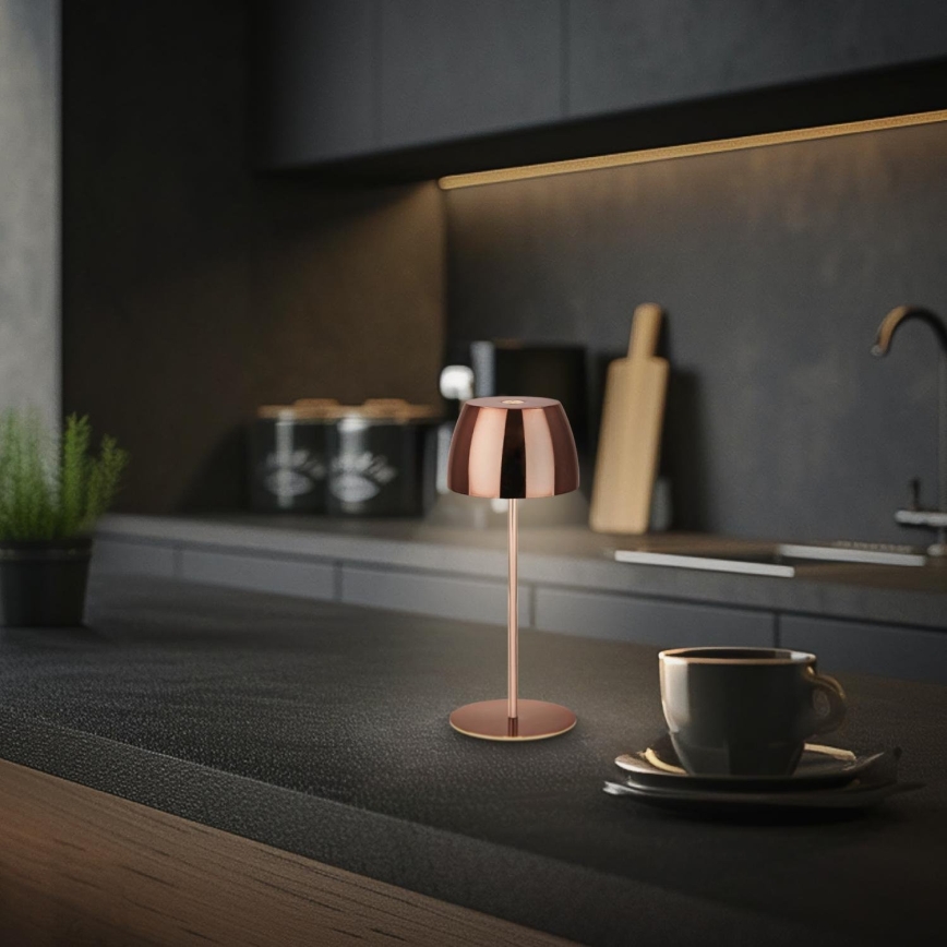 Briloner - LED stmievateľná nabíjateľná dotyková vonkajšia stolová lampa MINI LED/2,5W/5V IP44 1800 mAh medená