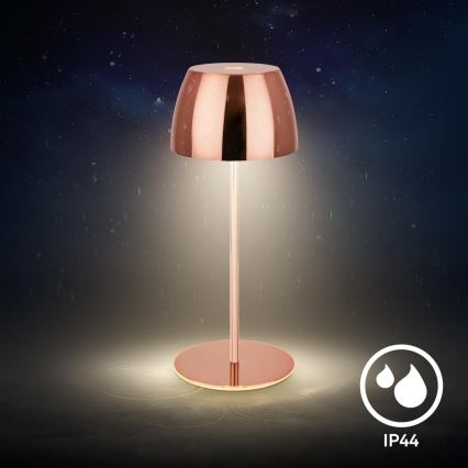 Briloner - LED stmievateľná nabíjateľná dotyková vonkajšia stolová lampa MINI LED/2,5W/5V IP44 1800 mAh medená