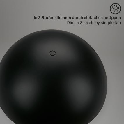 Briloner - LED Stmievateľná nabíjateľná dotyková vonkajšia stolová lampa LED/2,6W/5V 3000K IP44 2000 mAh čierna
