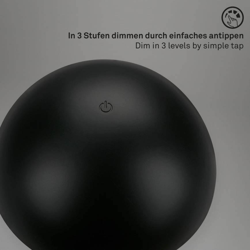 Briloner - LED Stmievateľná nabíjateľná dotyková vonkajšia stolová lampa LED/2,6W/5V 3000K IP44 2000 mAh čierna