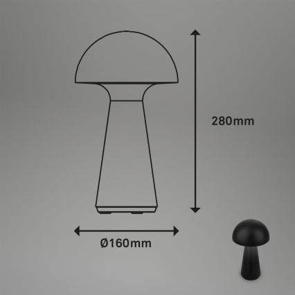 Briloner - LED Stmievateľná nabíjateľná dotyková vonkajšia stolová lampa LED/2,6W/5V 3000K IP44 2000 mAh čierna