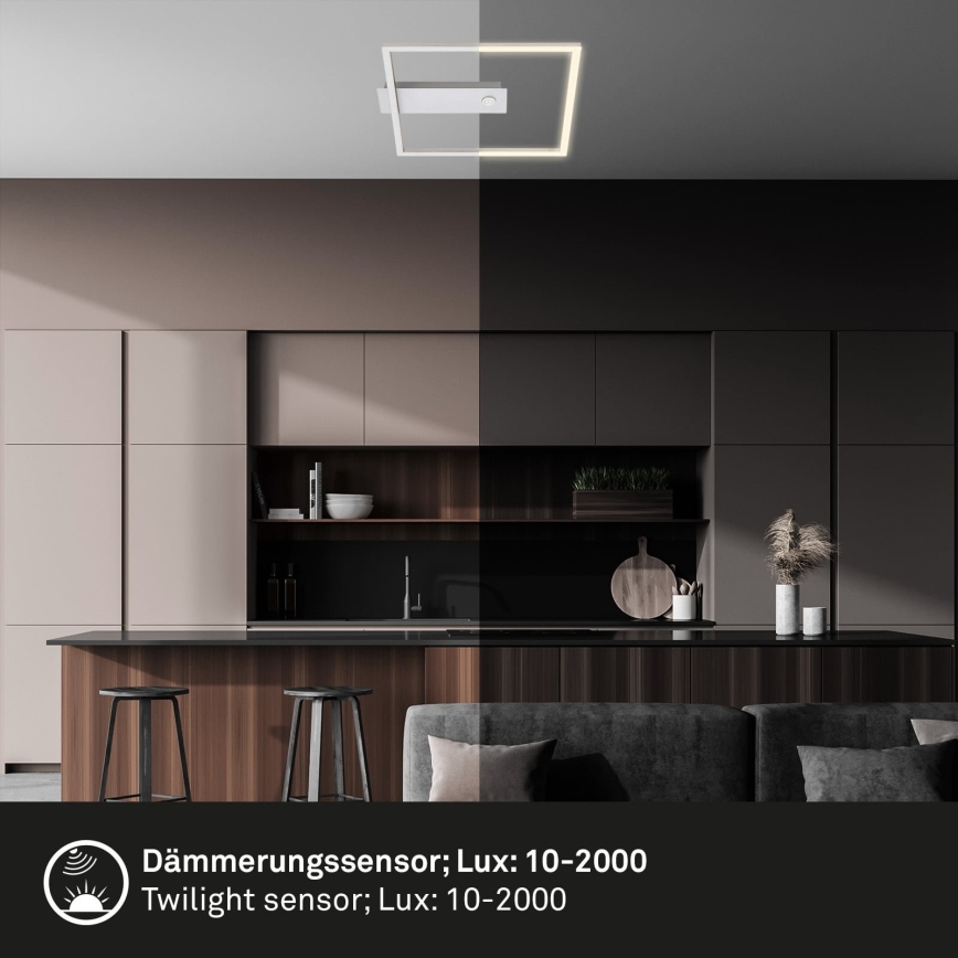 Briloner - LED stropné svietidlo s pohybovým a súmrakovým senzorom FRAME LED/14W/230V 3000K 30x32 cm matný chróm