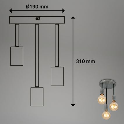 Briloner - Luster na lanku HENGA 3xE27/60W/230V