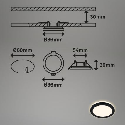 Briloner - SADA 3x LED Kúpeľňové podhľadové svietidlo LED/3W/230V IP44