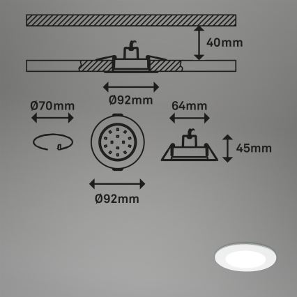 Briloner - SADA 3x LED Stmievateľné kúpeľňové podhľadové svietidlo LED/4,8W/230V 3000-6500K IP44 + diaľkové ovládanie