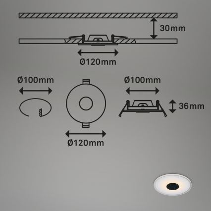 Briloner - SADA 3x LED Kúpeľňové podhľadové svietidlo LED/6W/230V IP44 čierna